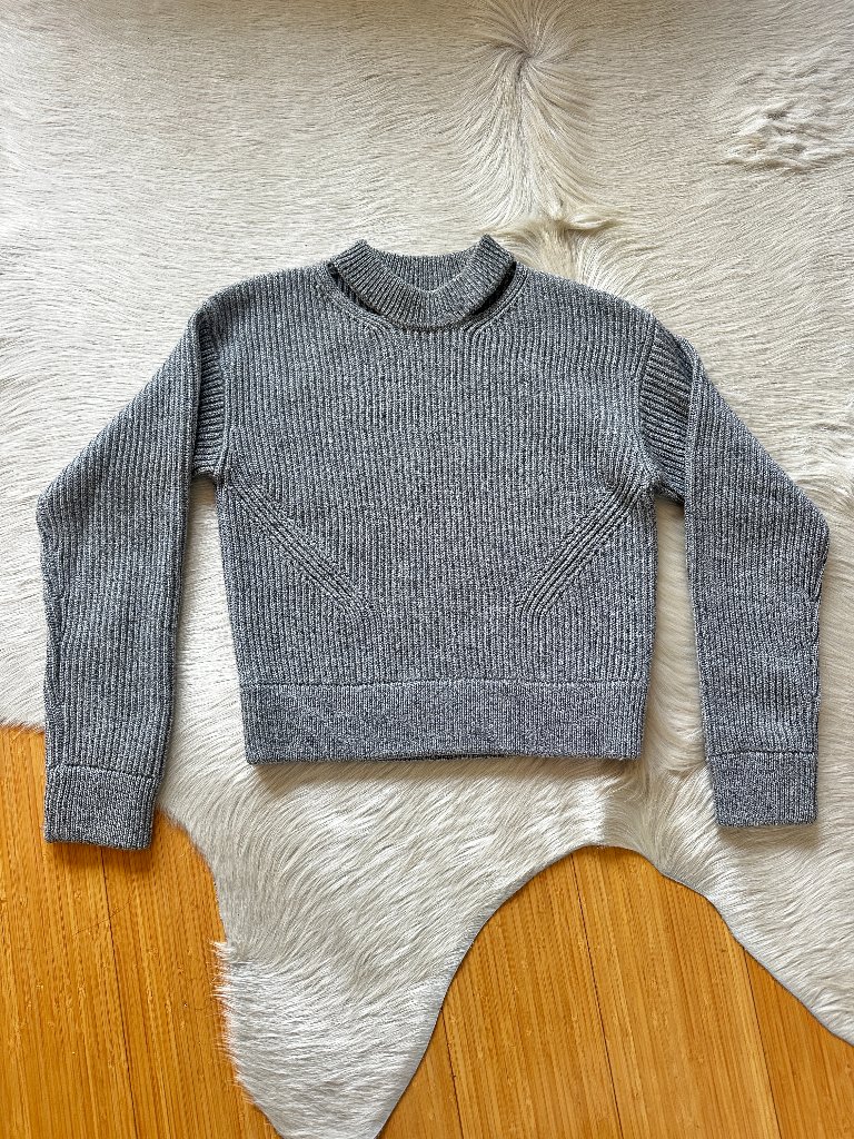 Proenza Schouler White Label Slit Crew Neck Sweater, Grey Size Small